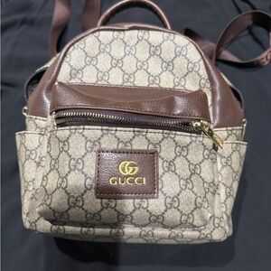 Gucci Beige and Brown Monogram Backpack
